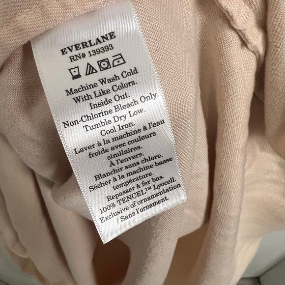 Everlane The Tencel V-Neck Dress Midi Beige Tan Women's Size Medium Modest - Picture 8 of 12